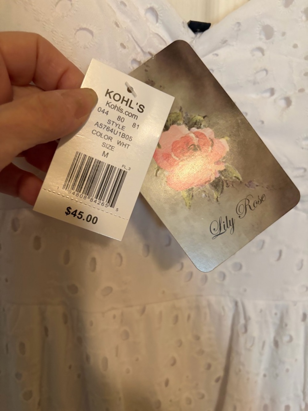 Lily Rose White Eyelet Midi Dress with Ruffle Straps - Picture 16 of 16
